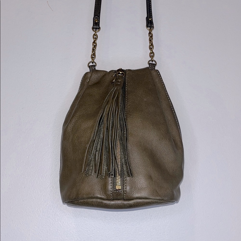HOBO Olive Green Leather Small Crossbody Bag